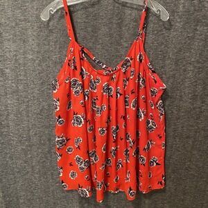 Torrid Top Women 3 3X Red Rose Sleeveless Strappy Adjustable Flowy Swing Tank